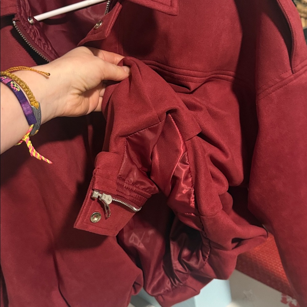 Zara Women's suede Bomber Jacket - Picture 8 of 11